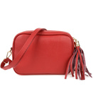 Czerwona włoska skórzana listonoszka z frędzlem