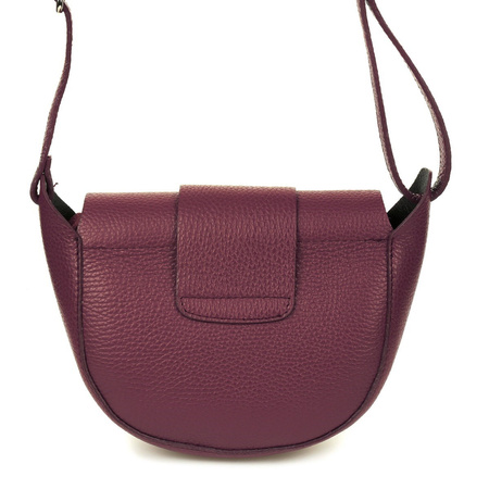 Burgund skórzana torebka listonoszka podkowa
