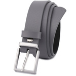 Ciemnoszary pasek damski skórzany. Srebrna klamra. 105 cm.