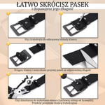 Wąski pasek damski skórzany ZIELONY. Srebrna klamra. 120 cm.