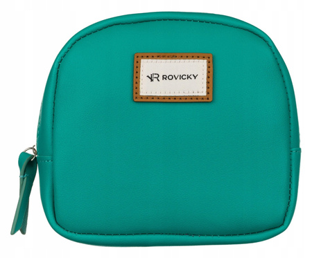 Damska kosmetyczka turkusowa w zestawie. Zamykane na suwak.