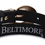 Skórzany pasek damski CZARNY. Złota klamra. 105 cm.