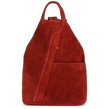 Zamszowy bordowy miejski plecak damski Vera Pelle