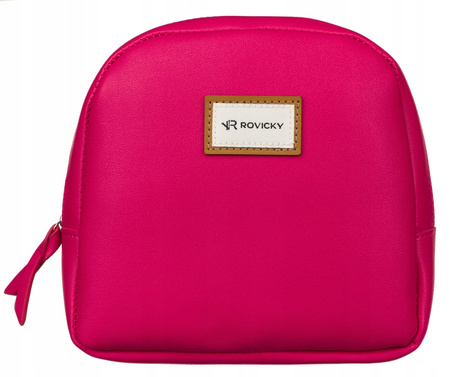 Damska kosmetyczka różowa w zestawie. Fuksja na suwak.