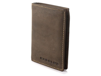 BRĄZOWY PORTFEL SKÓRZANY MĘSKI HAROLD'S VINTAGE NUBUK R82
