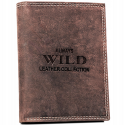 Klasyczny, duży portfel męski ze skóry naturalnej - BRĄZOWY Always Wild