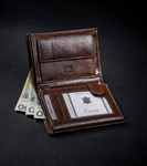 Klasyczny portfel męski pionowy z naturalnej skóry z technologią RFID — Rovicky