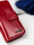 Duży CZERWONY Portfel DAMSKI Skórzany DUŻY PIONOWY