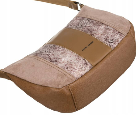 Torebka damska na ramię - listonoszka ciemny beż David Jones