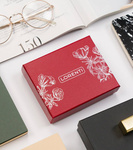 MIni portmonetka żółta w motyle - skóra naturalna