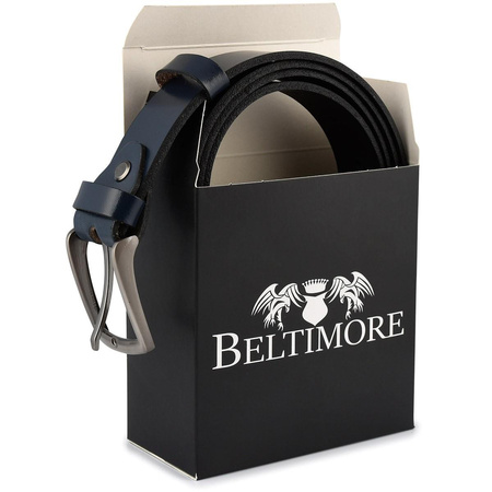 Beltimore skórzany pasek męski granatowy wąski