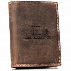 Klasyczny, duży portfel męski ze skóry naturalnej - brązowy Always Wild
