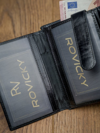 Portfel RFID ze skóry naturalnej pionowy składany Rovicky
