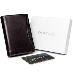 Bogato wyposażony portfel męski z naturalnej skóry licowej — Rovicky