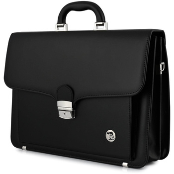 Biznesowa czarna aktówka na dokumenty A4  - do ręki lub na ramię