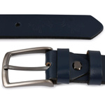 Beltimore skórzany pasek męski granatowy wąski