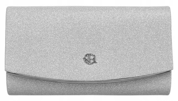Elegancka srebrna torebka wieczorowa damska kopetówka na łańcuszku.