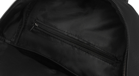 Plecak damski miejski Czarny, z kieszonkami. Z eko skóry