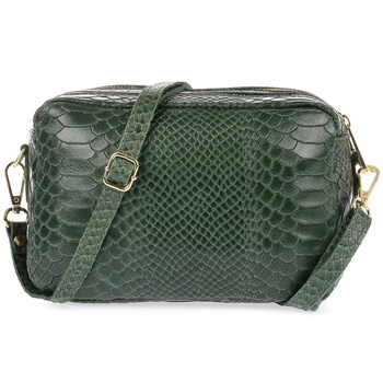 Zielona torebka damska Mała skórzana listonoszka Butelkowa zieleń