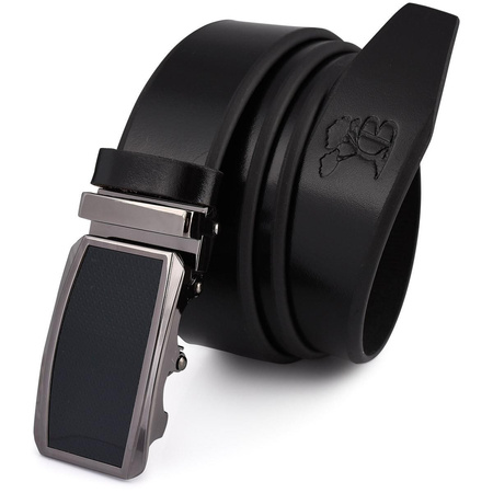 BELTIMORE pasek męski skórzany klamra automat czarny A21 czarny r.115-130 cm