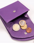 Zgrabny malutki portfel damski skórzany - liliowy