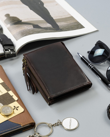 Pojemny portfel męski w stylu retro Rovicky brąz
