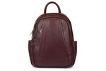 Duży plecak damski skórzany A4 Bordowy Burgund. Kieszenie na suwak. 