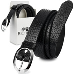 Czarny skórzany damski pasek Beltimore 3 cm czarny