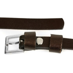 Pasek damski wąski solidny skórzany do sukienki brązowy S18 brązowy, beżowy r.95-110 cm