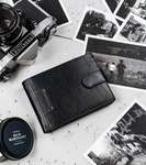 Duży, poziomy portfel za skóry naturalnej z zatrzaskiem, ochrona RFID — Cavaldi