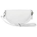 Biała saszetka skórzana damska nerka z paskiem