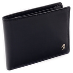 Klasyczny portfel męski ze skóry bydlęcej w zawsze modnym czarnym kolorze