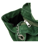 	Duża torebka damska A4 na ramię. Zielona skóra zamszowa shopperka