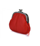 Skórzana PORTMONETKA retro portfel CZERWONY