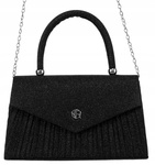 Mała torebka kuferek - czarna, wieczorowa z łańcuszkiem i rączką