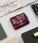 Mały portfel damski skórzany - opalizujący różowy i złoty