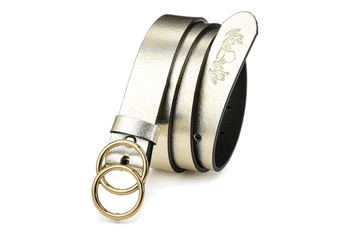 Modny skórzany pasek damski Beltimore ZŁOTY 125 cm