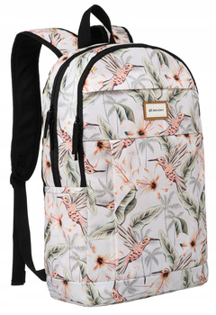 Duży Plecak Damski A4 w Kolibry. Kolorowy plecak na lato - jasny