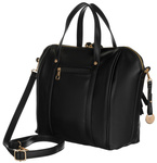 Pojemna, czarna damska torebka listonoszka ze skóry ekologicznej na suwak.