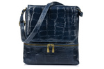 Włoska skórzana torebka damska listonoszka granatowa. Wzór CROCO.