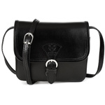 Zgrabna czarna mała torebka skórzana włoska. Regulowany pasek.