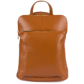 Kamelowy skórzany plecak damski torba 2w1. Format A4.