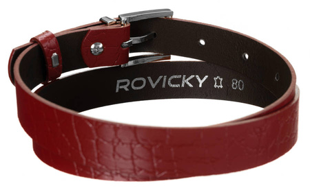 Ciekawy skórzany pasek damski ze srebrną klamrą, wzór gadziej skóry — Rovicky