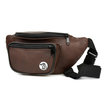 Skórzana Nerka Męska Saszetka Biodrowa. Ciemna brązowa skóra naturalna