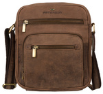 Skórzana torba męska listonoszka na długim pasku - Brązowa