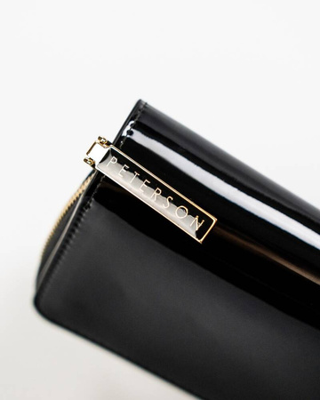 Czarny portfel damski pionowy. Skóra naturalna z ochroną RFID