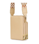 Beżowa torebka na telefon - mini listonoszka z ekoskóry. Suwak