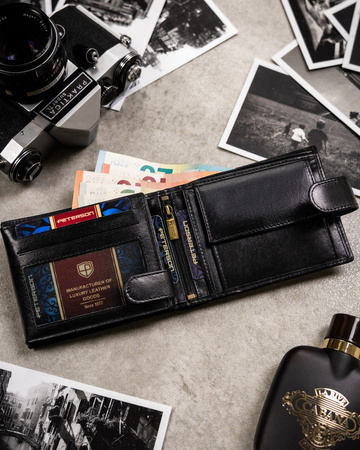 Zestaw męski na prezent: czarny portfel, etui na karty i brelok