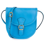 Malutka torebka damska skórzana listonoszka - niebieska