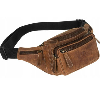 Skórzana SASZETKA NERKA MĘSKA brązowa